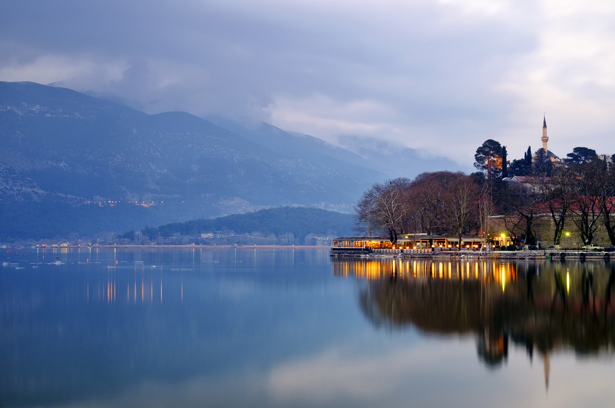 Lake Pamvotida and the Fethiye Mosque, Ioannina, Greece